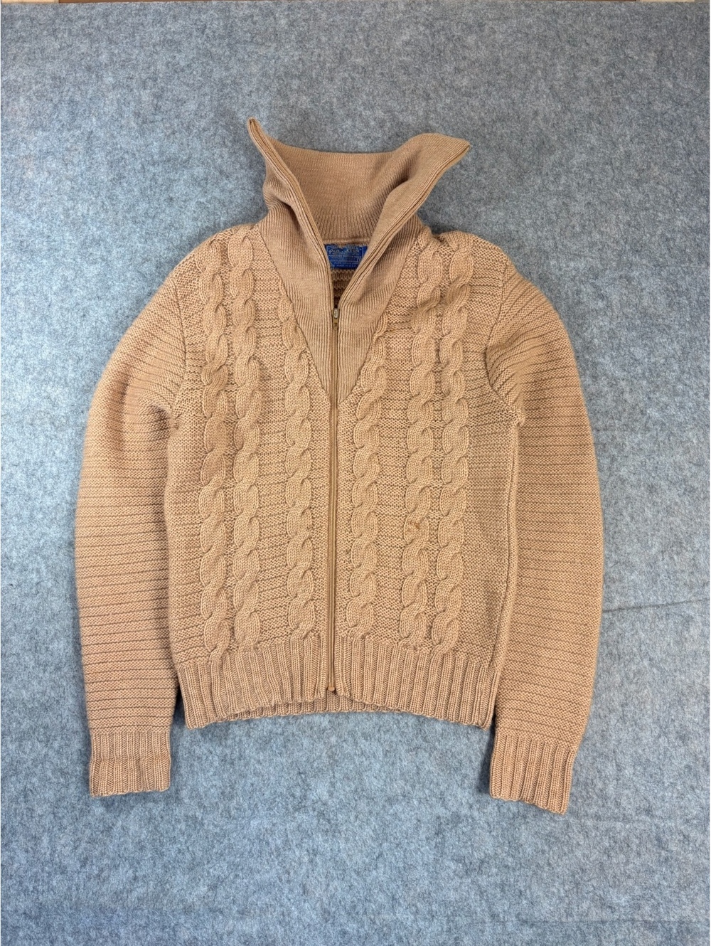 Pendleton tan knit zip cardigan sweater size small